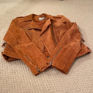 Brown suede moto jacket
